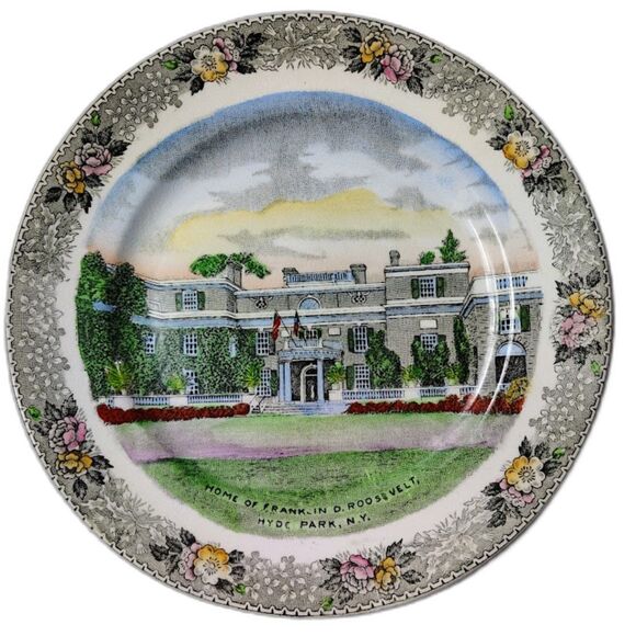 Home of Franklin D Roosevelt Collector Plate Old English Staffordshire Ware - Picture 1 of 3